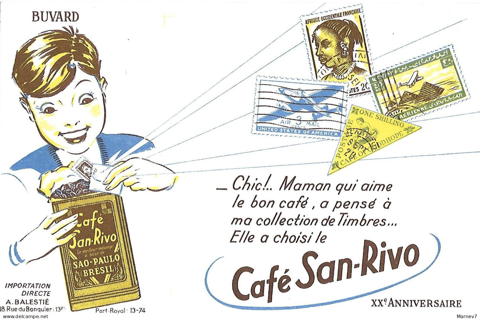 BUVARD - CAFE SAN RIVO - Maman Bon Café - Collection De Timbres - Histoire Géographie Sociétés Philatéliques - 3 Buvards - M