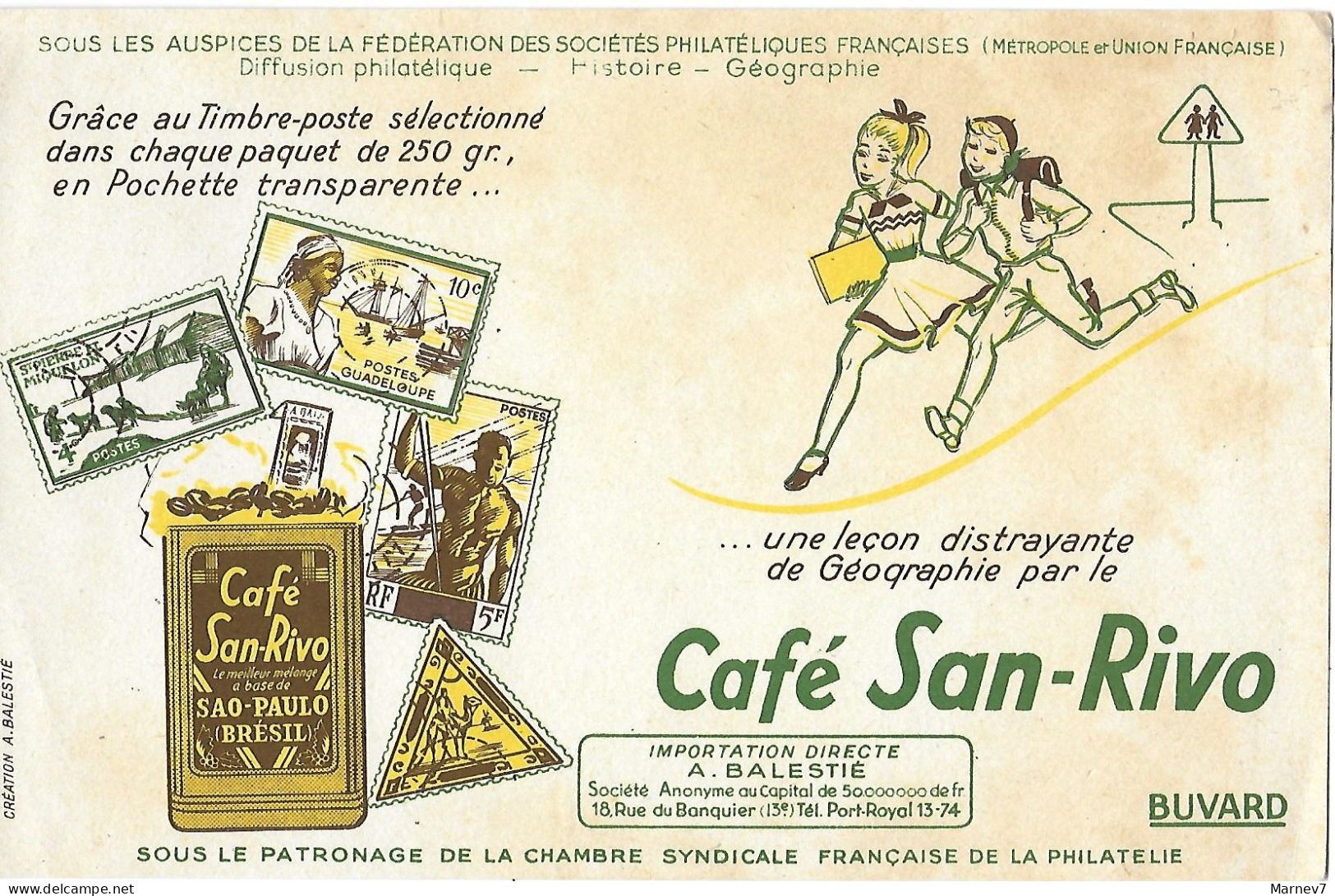 BUVARD - CAFE SAN RIVO - Maman Bon Café - Collection De Timbres - Histoire Géographie Sociétés Philatéliques - 3 Buvards - M