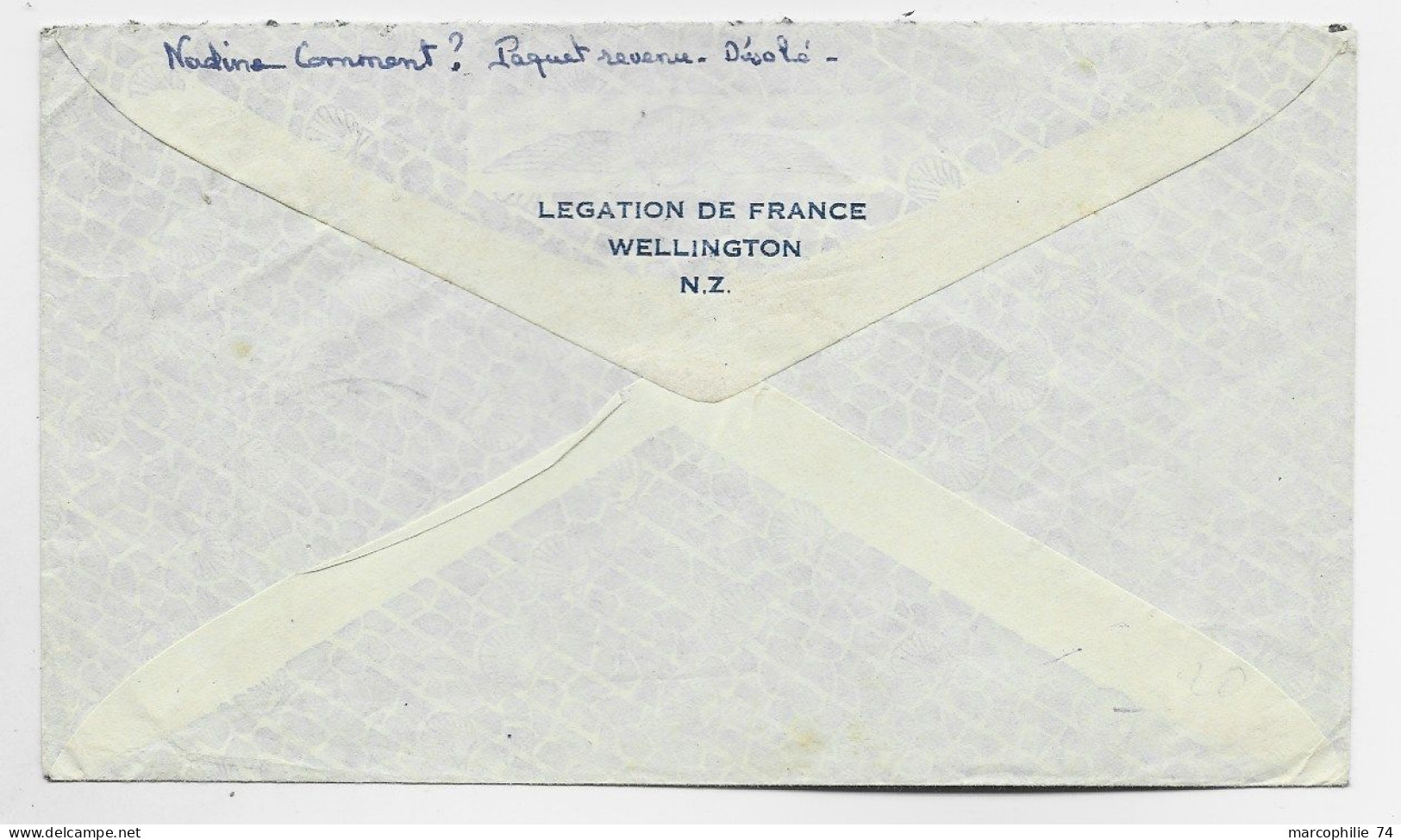 NEW ZEALAND 5DX28D+2D LETTRE COVER AIR MAIL AIR MAIL 1947  LEGATION FRANCE WELLINGTON TO FRANCE REEX SUISSE - Covers & Documents