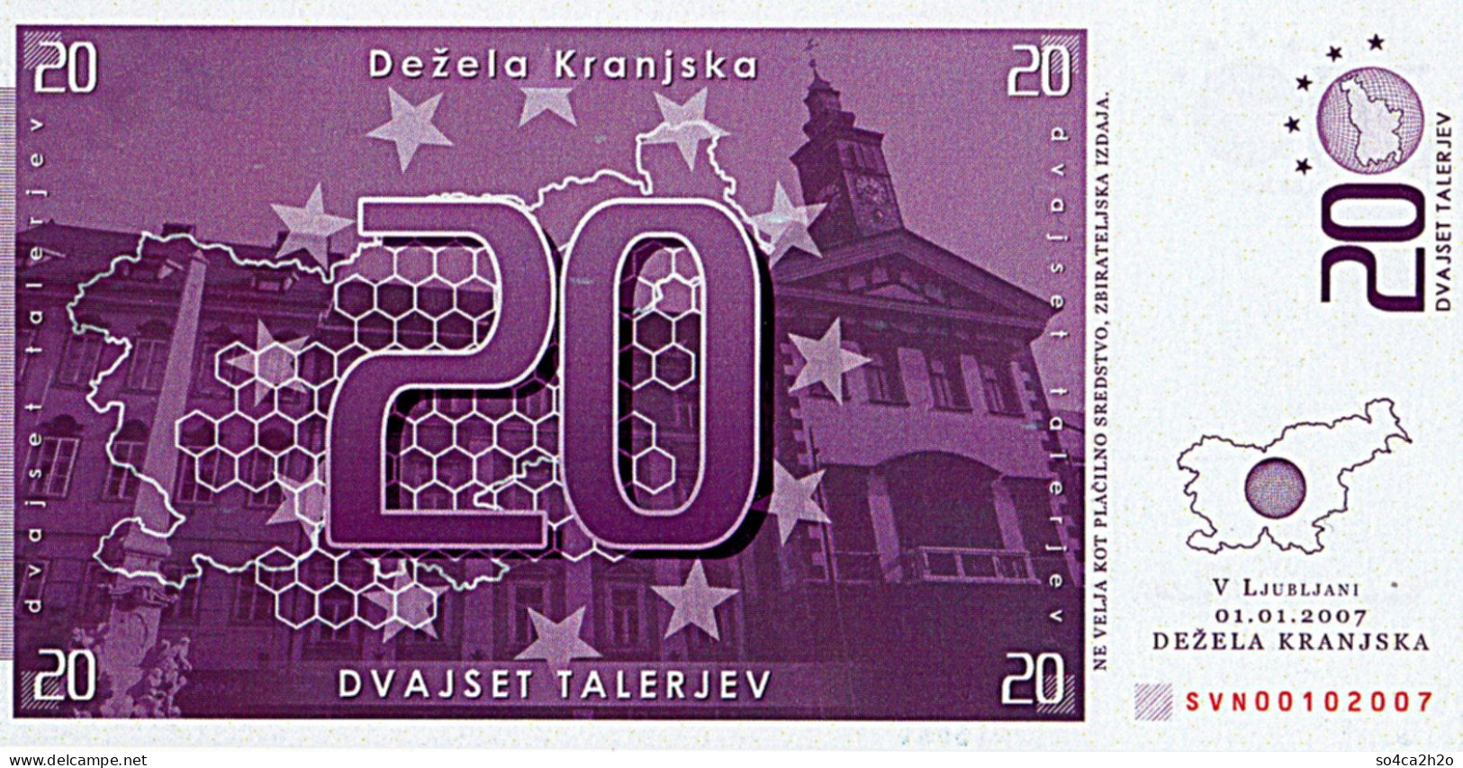 SLOVENIE 20 TALERJEV 2007  UNC - Slovénie