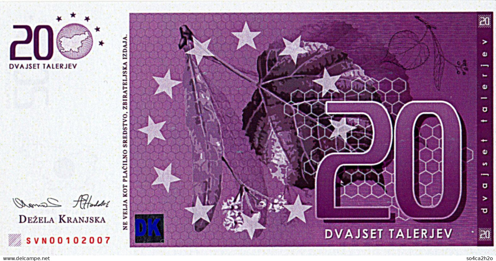 SLOVENIE 20 TALERJEV 2007  UNC - Slovénie