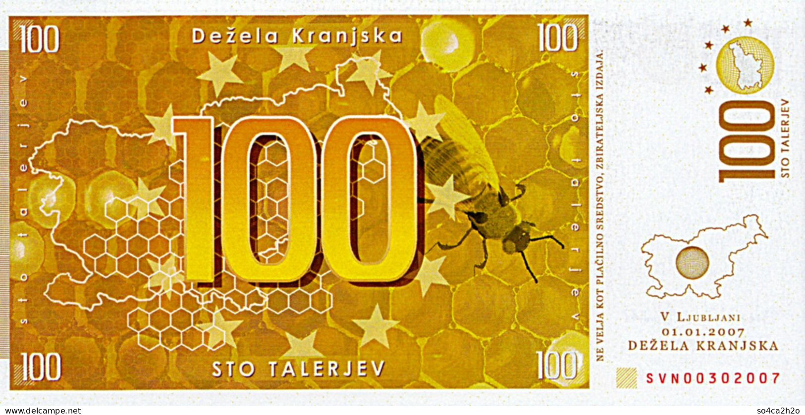 SLOVENIE 100 TALERJEV  2007  UNC - Slovénie