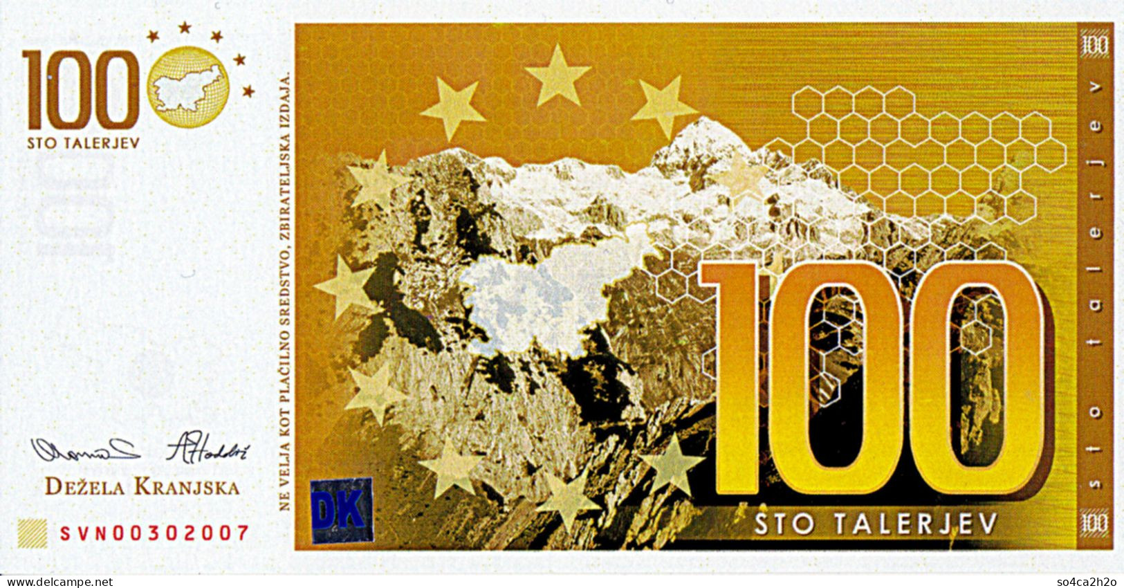SLOVENIE 100 TALERJEV  2007  UNC - Slovénie