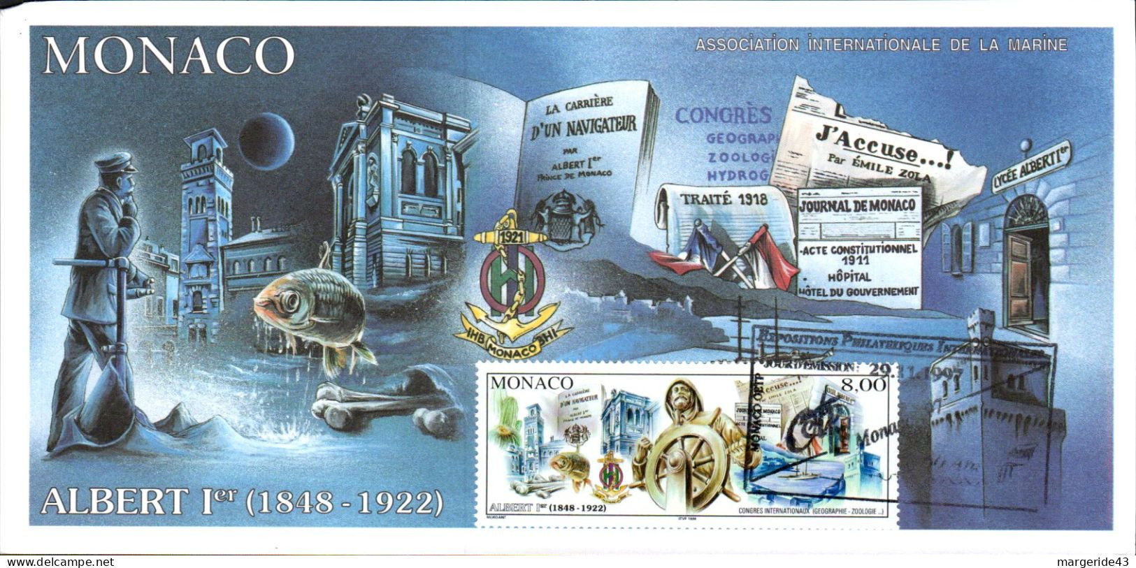 MONACO 1998 HOMMAGE A ALBERT 1 ER - Storia Postale