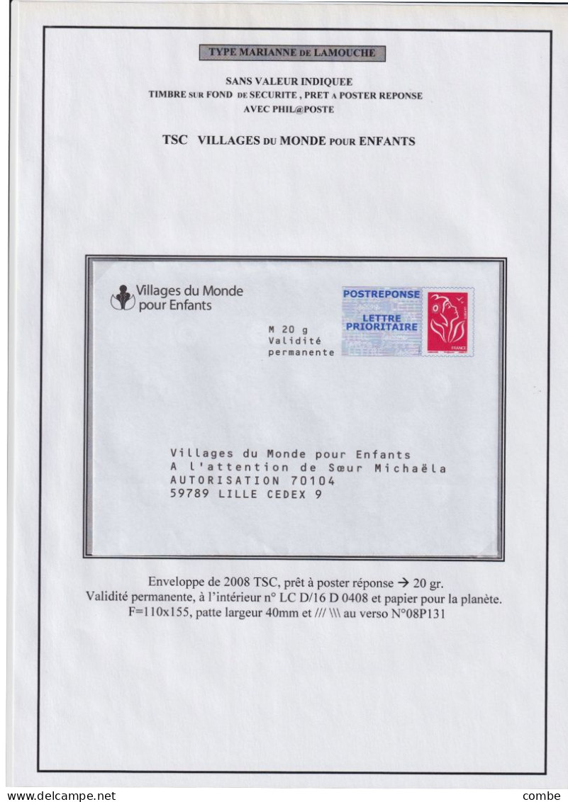 PAP. LAMOUCHE. REPONSE. VILLAGE DU MONDE POUR ENFANTS. 2008 - Prêts-à-poster: Réponse /Lamouche