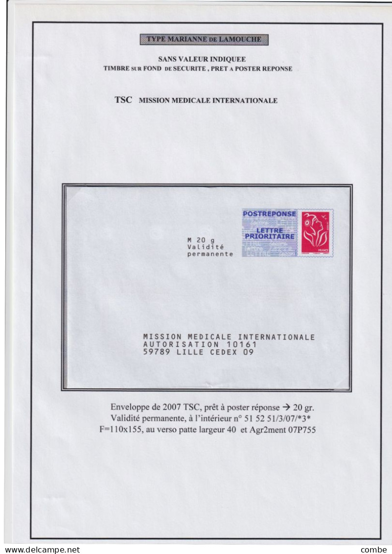 PAP. LAMOUCHE. REPONSE. MISSION MEDICALE INTERNATIONALE. 2007 - Prêts-à-poster: Réponse /Lamouche