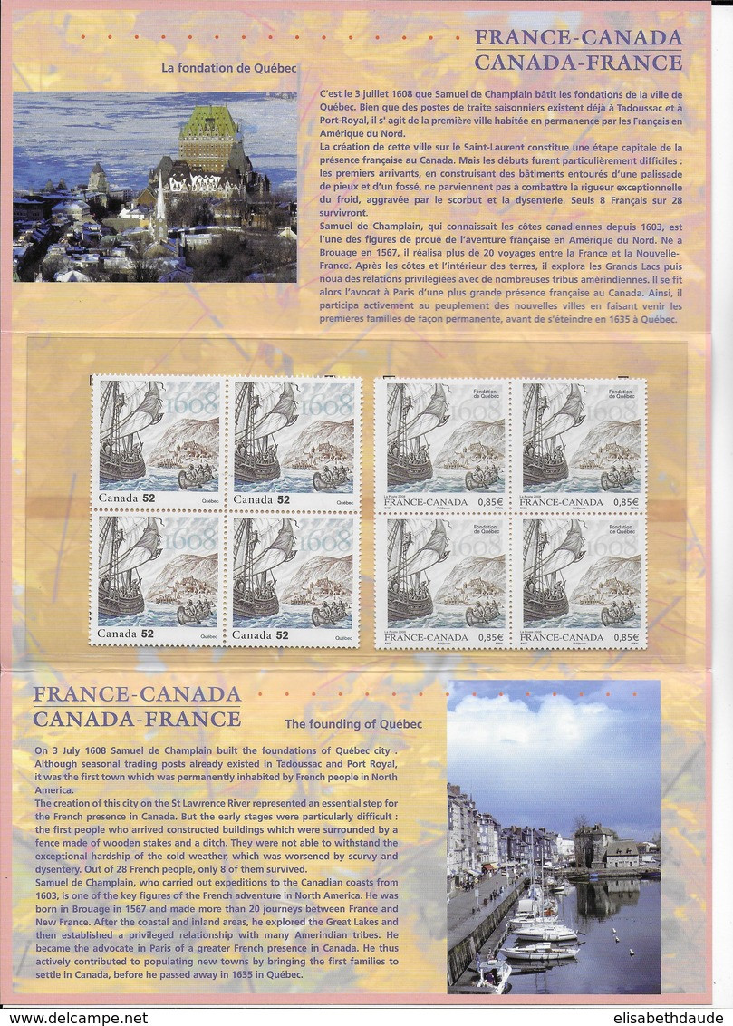 2008 - POCHETTE EMISSION COMMUNE FRANCE / CANADA  - QUEBEC - Unused Stamps