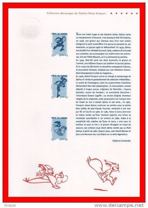 " FETE DU TIMBRE / SPIROU " Sur Document Philatélique Officiel De 4 Pages De 2006. N° YT 3877 à 3879 DPO - Bandes Dessinées