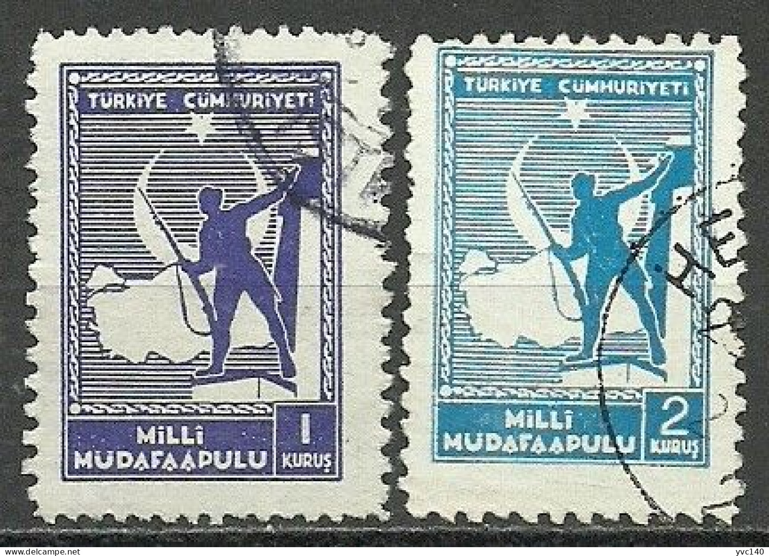 Turkey; 1941 National Defense Tax Stamps (Thin Paper) - Charity Stamps