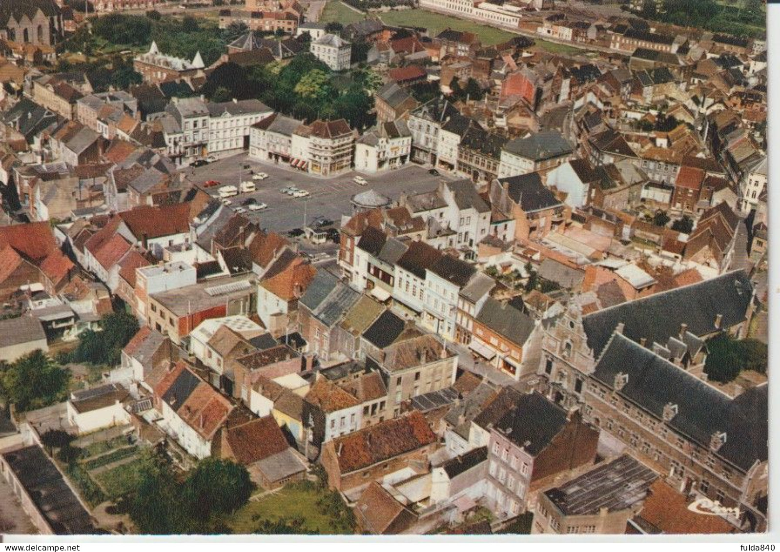 CPM. BELGIQUE.  BRAINE-LE-COMTE.  Vue Aérienne - La Grand'Place. - Braine-le-Comte