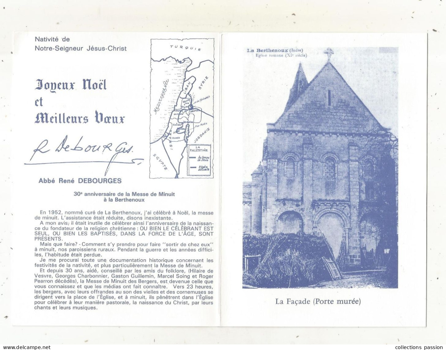 Programme 4 Pages, Noël1987, Messe De Minuit Des Bergers, église De LA BERTHENOUX, 36, Abbé R. Debourges, Frais Fr 1.65e - Programma's