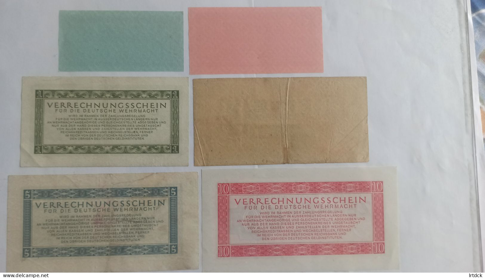 5 Billets De Collection Allemagne  Billets Wehrmacht - Verzamelingen