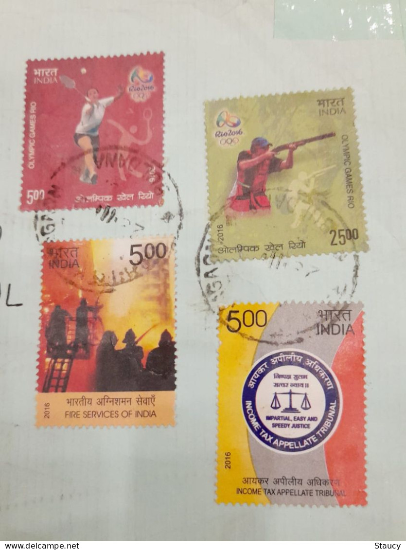 INDIA 2020 Rio Olympics & Others Total 4 Stamps Franked On Registered Speed Post Cover As Per Scan - Badminton