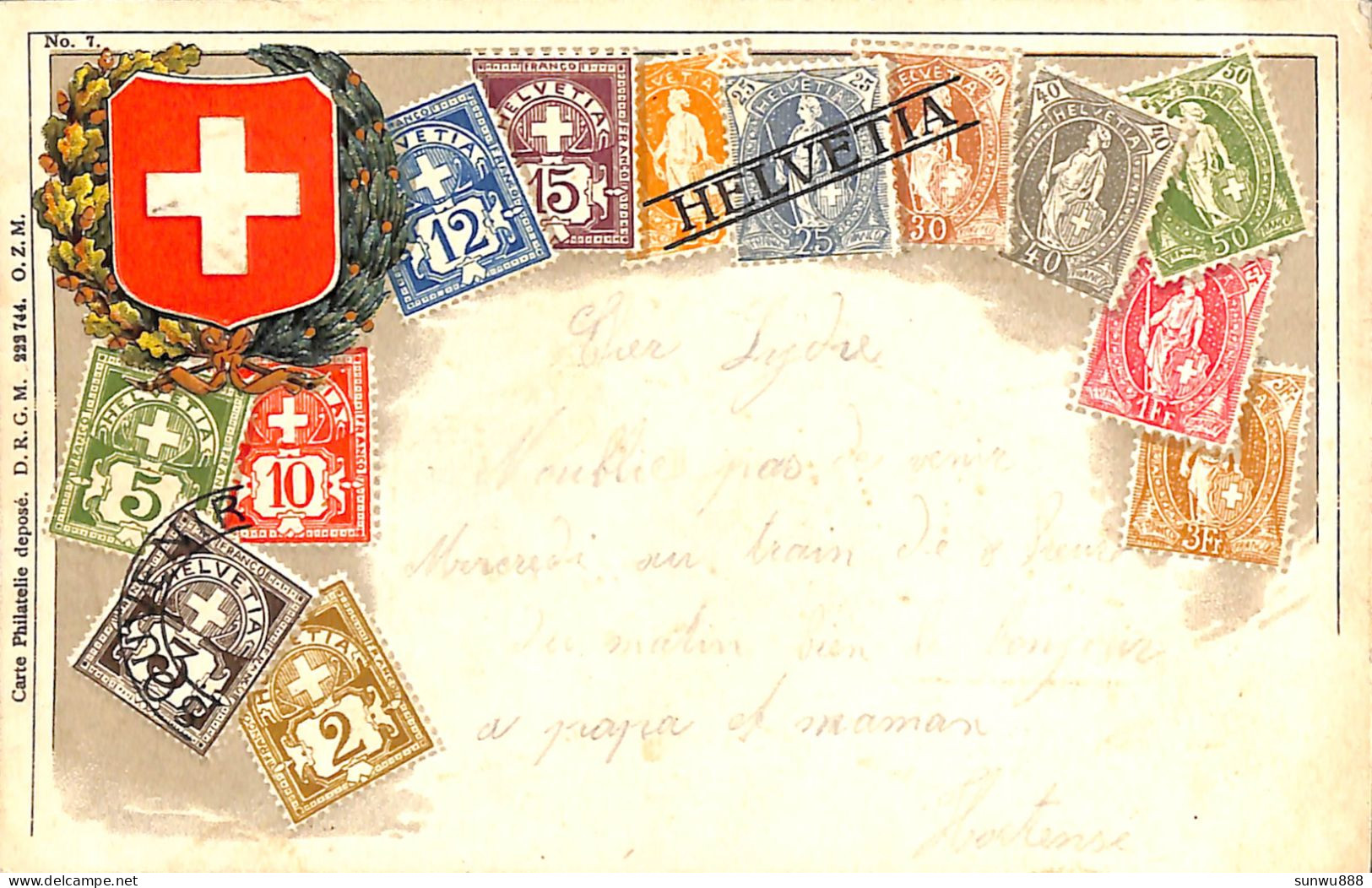 Carte Philatélique D R G M Ottmar Zieher Helvetia Suisse Embossed - Stamps (pictures)