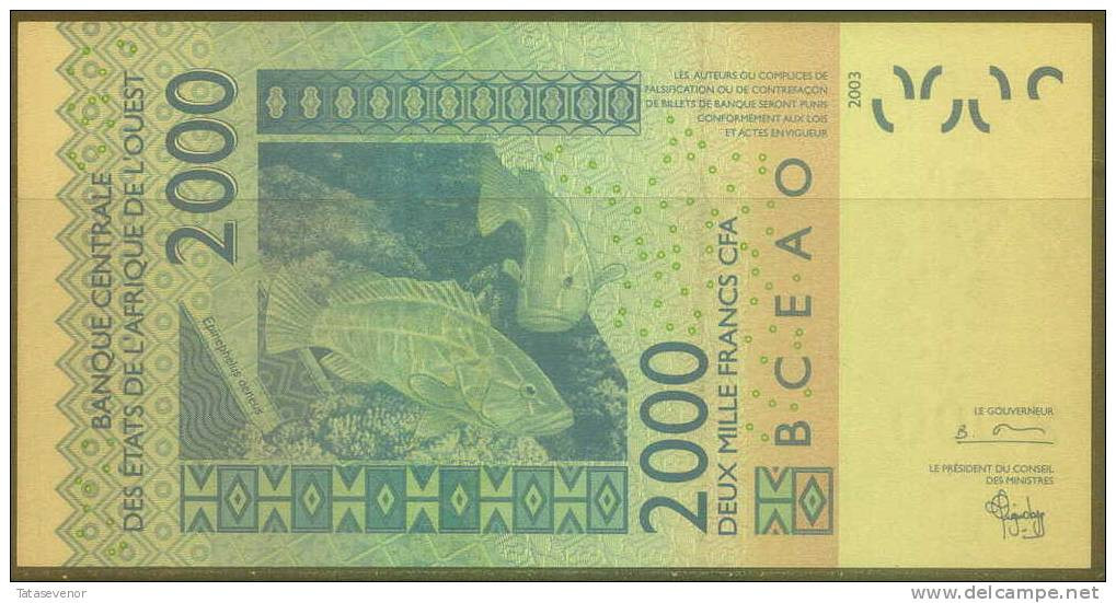 West African States-TOGO 2000 Fr Note, P816Ta, UNC - Togo