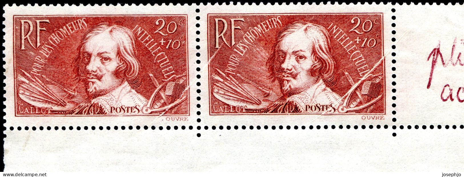 Variété Pli Accordéon YT330 Jacques Callot - Unused Stamps