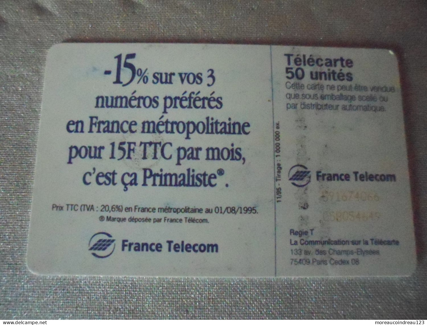 Télécarte France Télécom  Primaliste - Telecom Operators