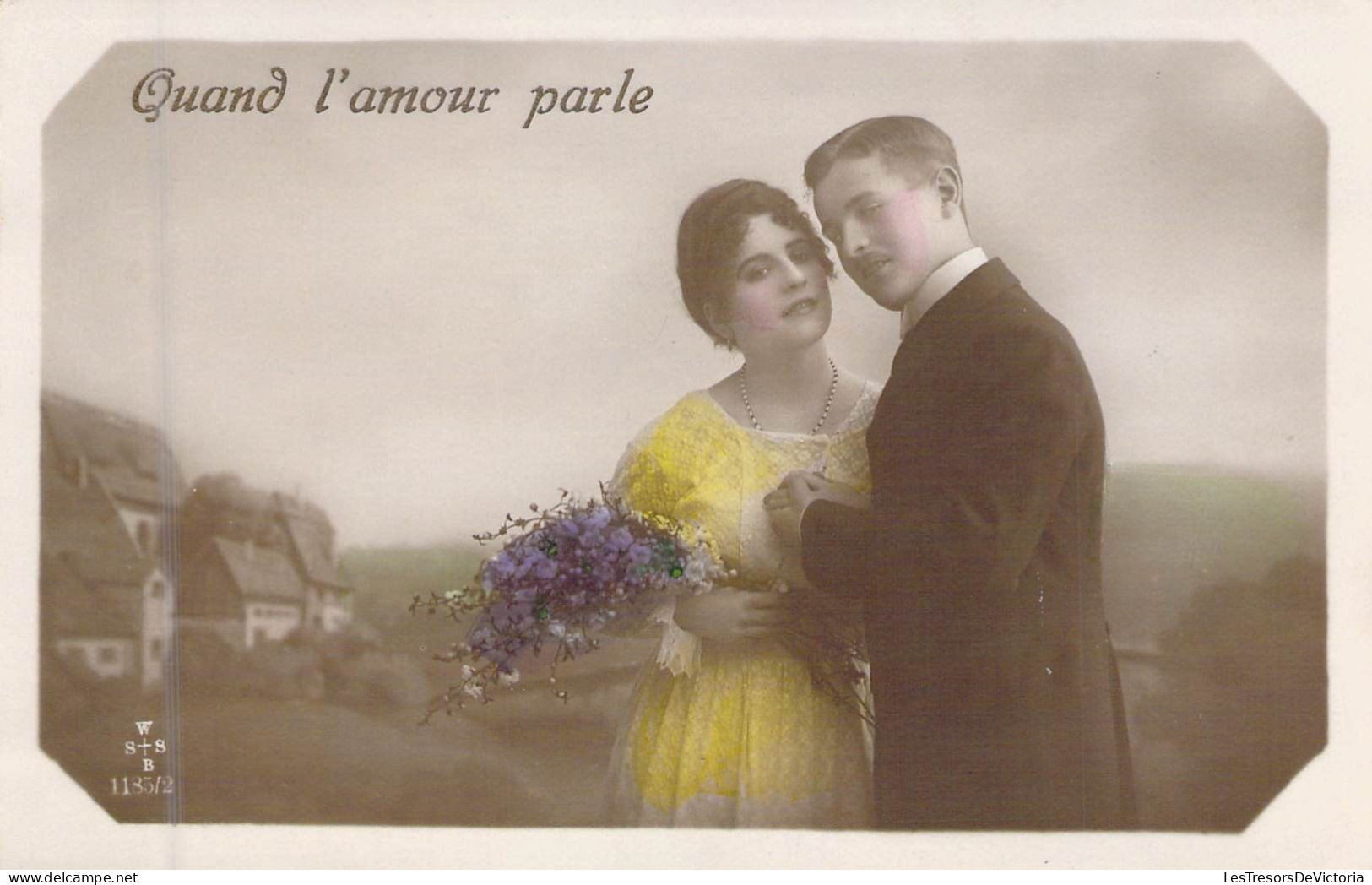 COUPLES - Homme Tient La Main De Sa Femme - Fleur -Quand L'amour Parle - Carte Postale Ancienne - Coppie