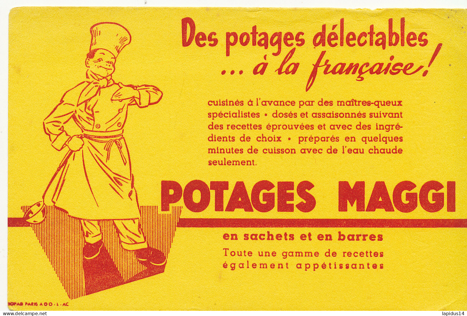 BU 2632  /   BUVARD   POTAGES MAGGI  ( 20,50 Cm X 13,50 Cm) - Potages & Sauces