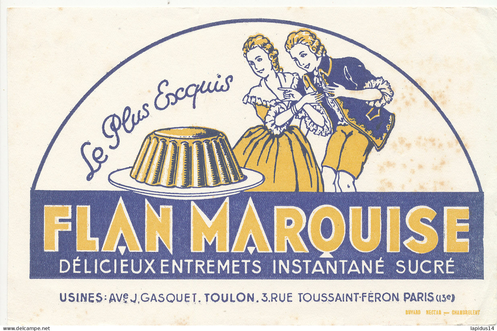 BU 2638  /   BUVARD      FLAN MARQUISE    ( 20,50 Cm X 13,580 Cm) - Sucreries & Gâteaux