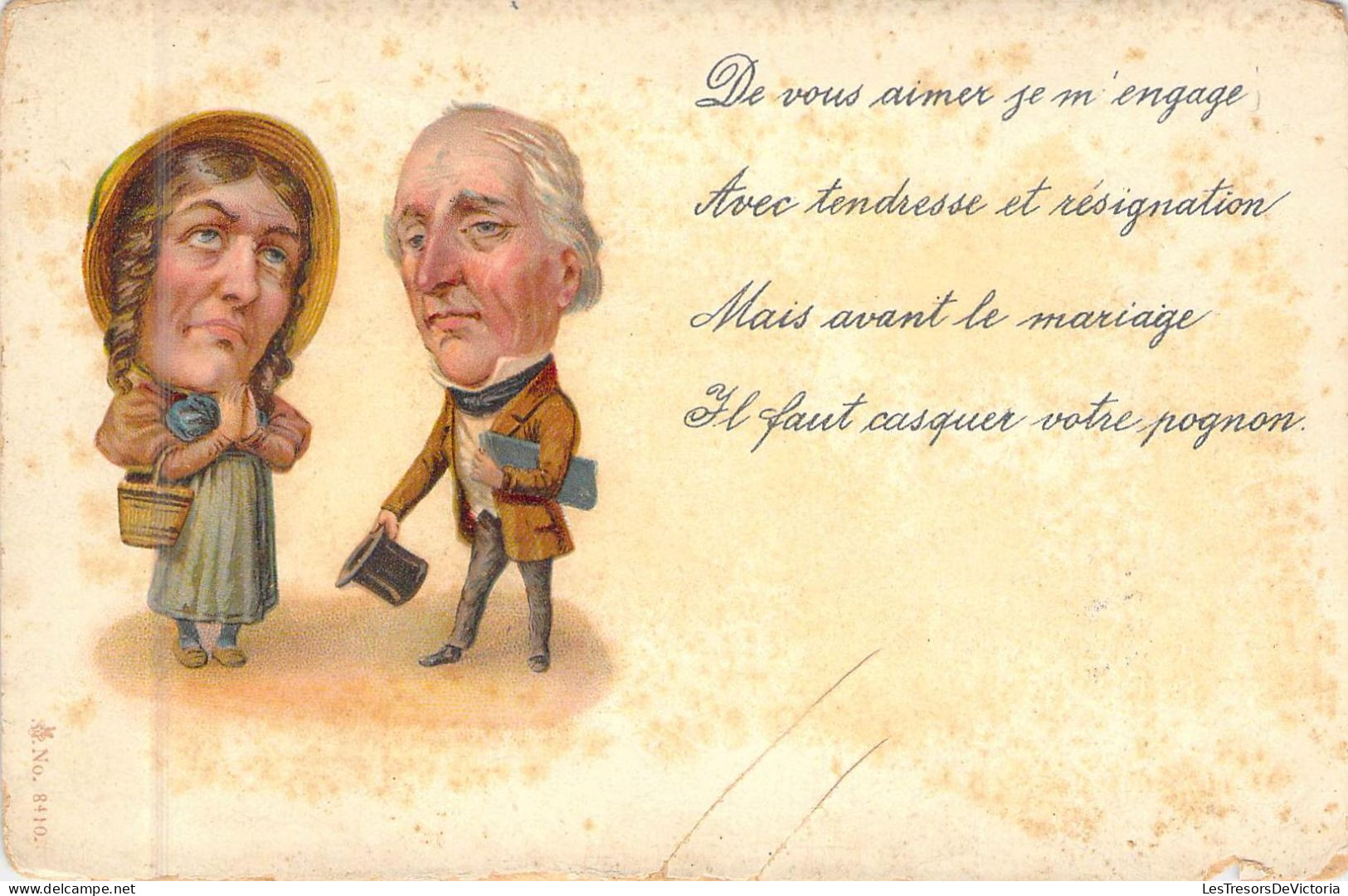 HUMOUR - COUPLES - De Vous Aimer Je M'engage Avec Tendresse Et Résignation Mais Avant ..- Etat - Carte Postale Ancienne - Humor