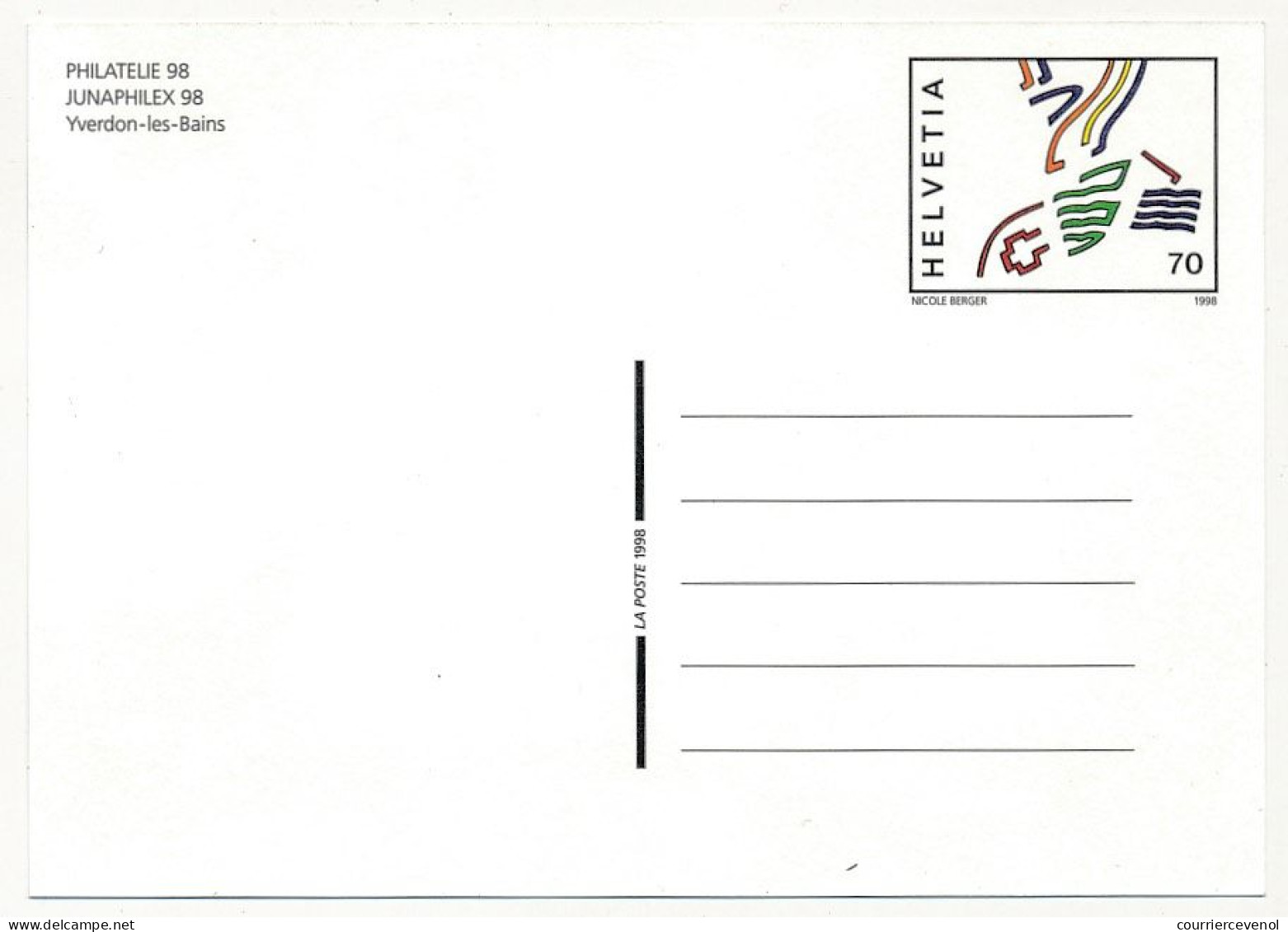 SUISSE - 2 Entiers Postaux - CPs - Yverdon-les-Bains - Exposition Junaphilex 1998 - Neuve Et Oblit Jour D'émission - Stamped Stationery