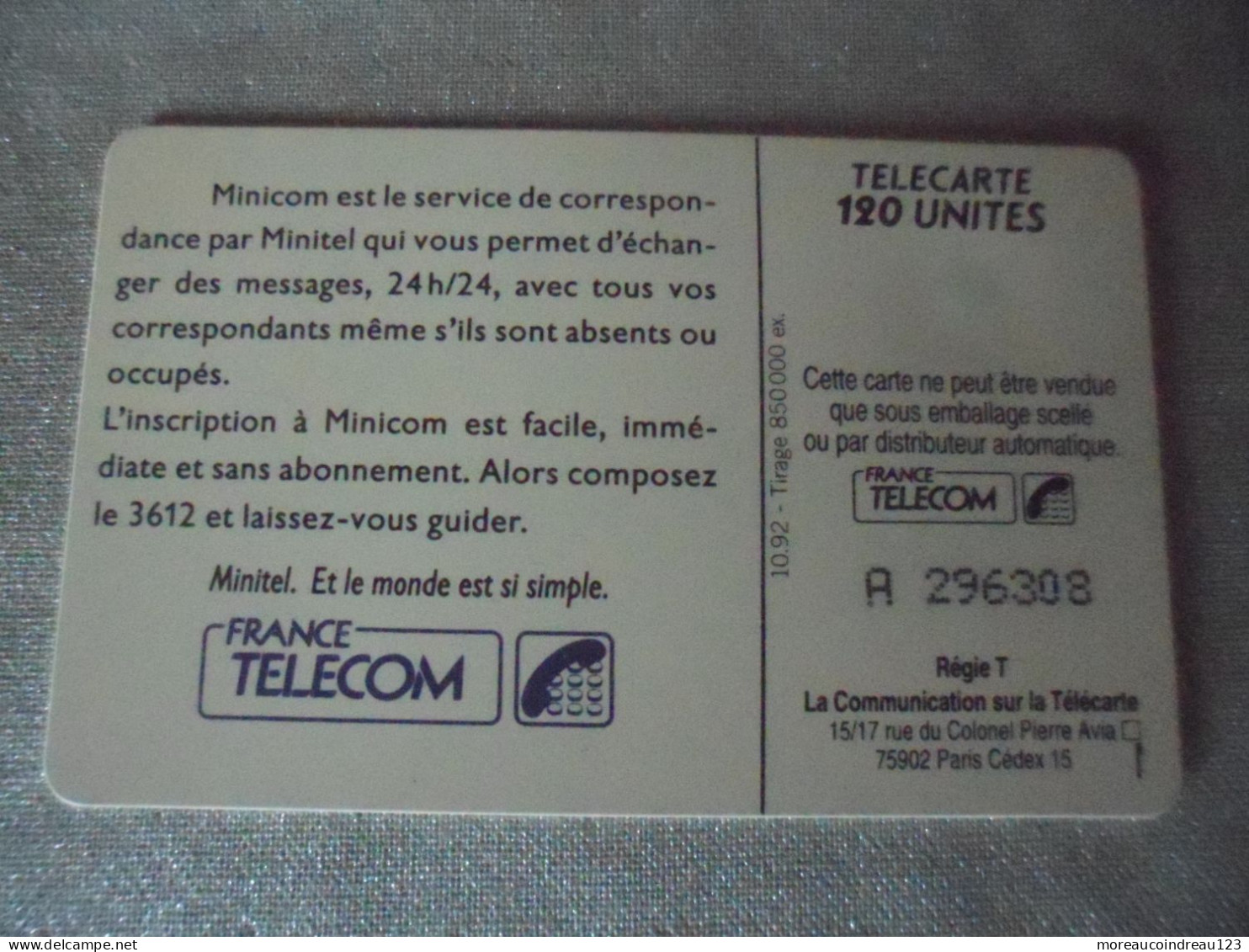 Télécarte France Télécom Minicom Tapez 3612 - Telecom Operators