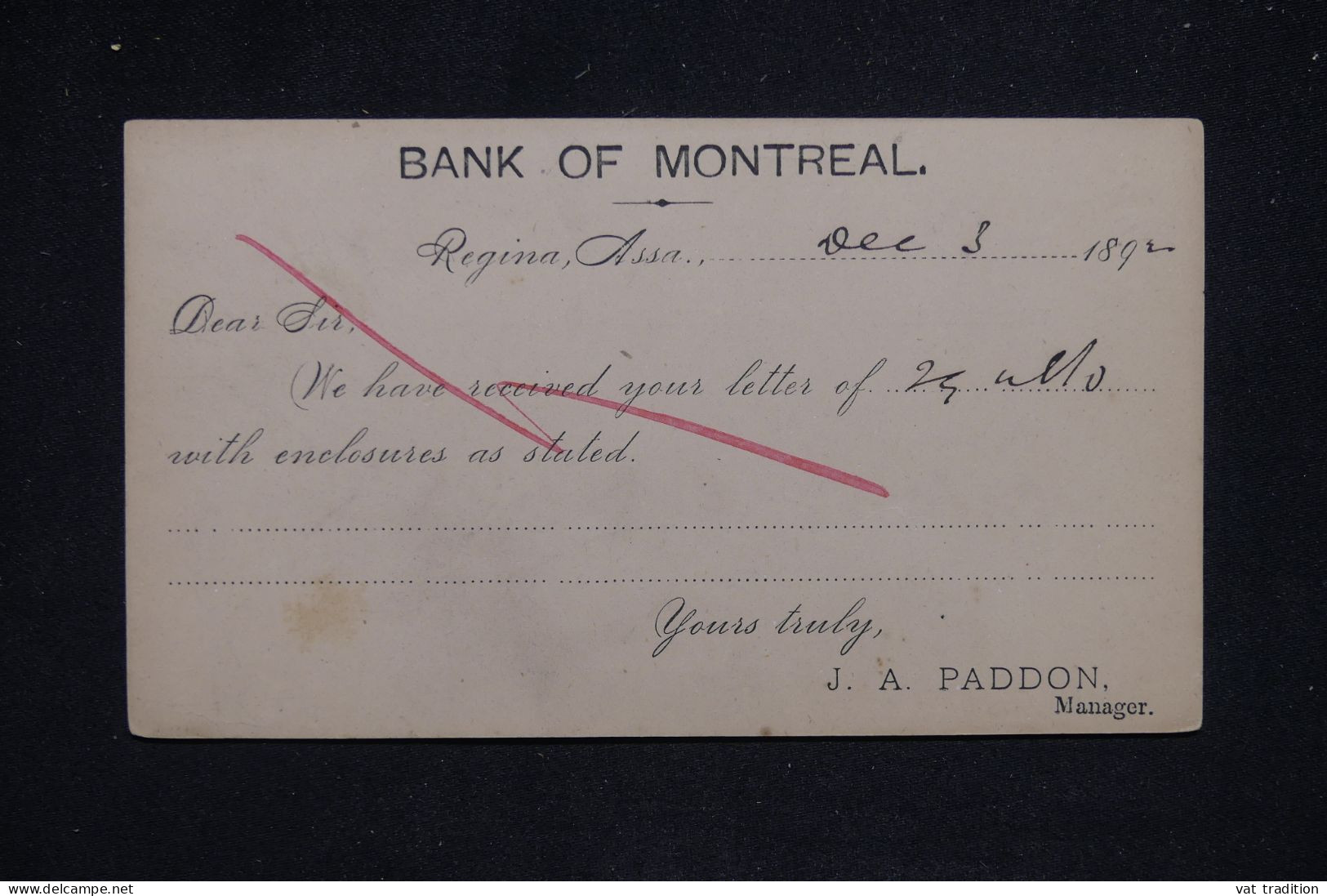 CANADA - Entier Postal Avec Repiquage Commercial De Regina Pour Toronto En 1892 - L 142930 - 1860-1899 Reign Of Victoria