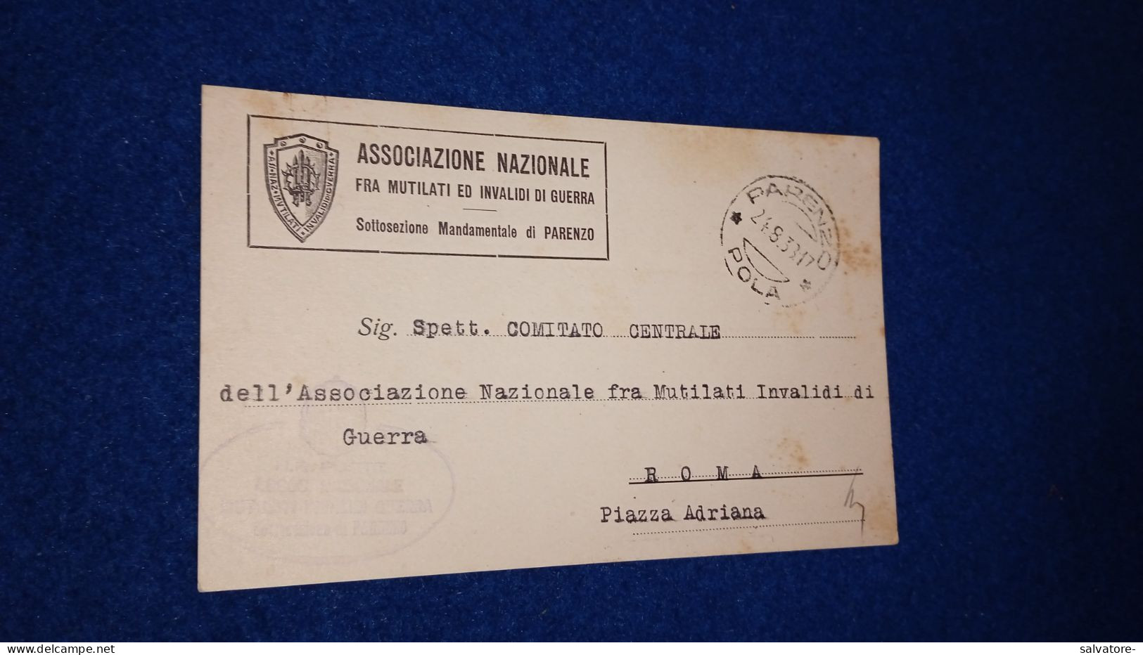 CARTOLINA POSTALE CON ANNULLO PARENZO - POLA 1938 - Kroatische Bez.: Sebenico & Spalato