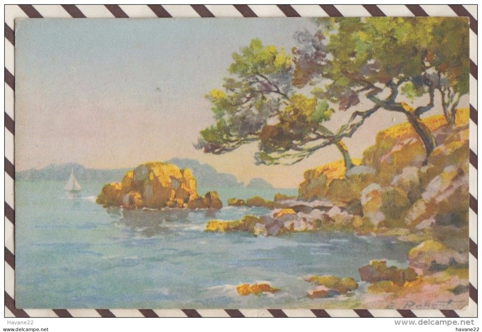 6AI3122 PAYSAGE BORD DE MER ART PEINTURE   2 SCANS - Objets D'art