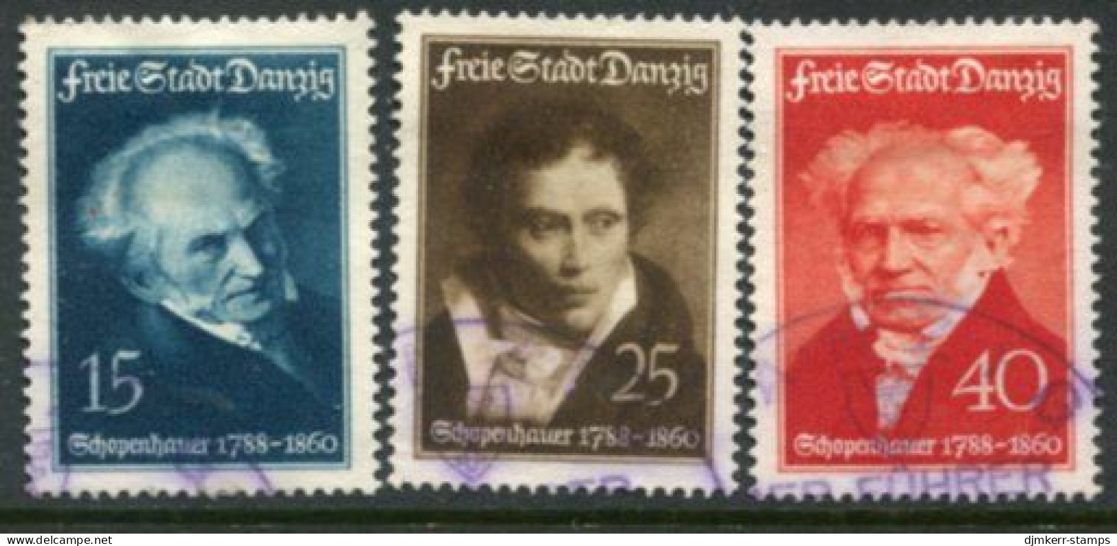 DANZIG 1938 Schopenhauer Birth Anniversary Used  Michel 281-83 - Usados