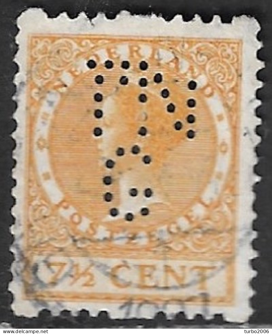 Perfin TN G (Theodorus Niemeijer Groningen) In 1925 Type Veth 7½ Cent Geel Tweezijdige Roltanding NVPH R 8 - Gezähnt (perforiert)