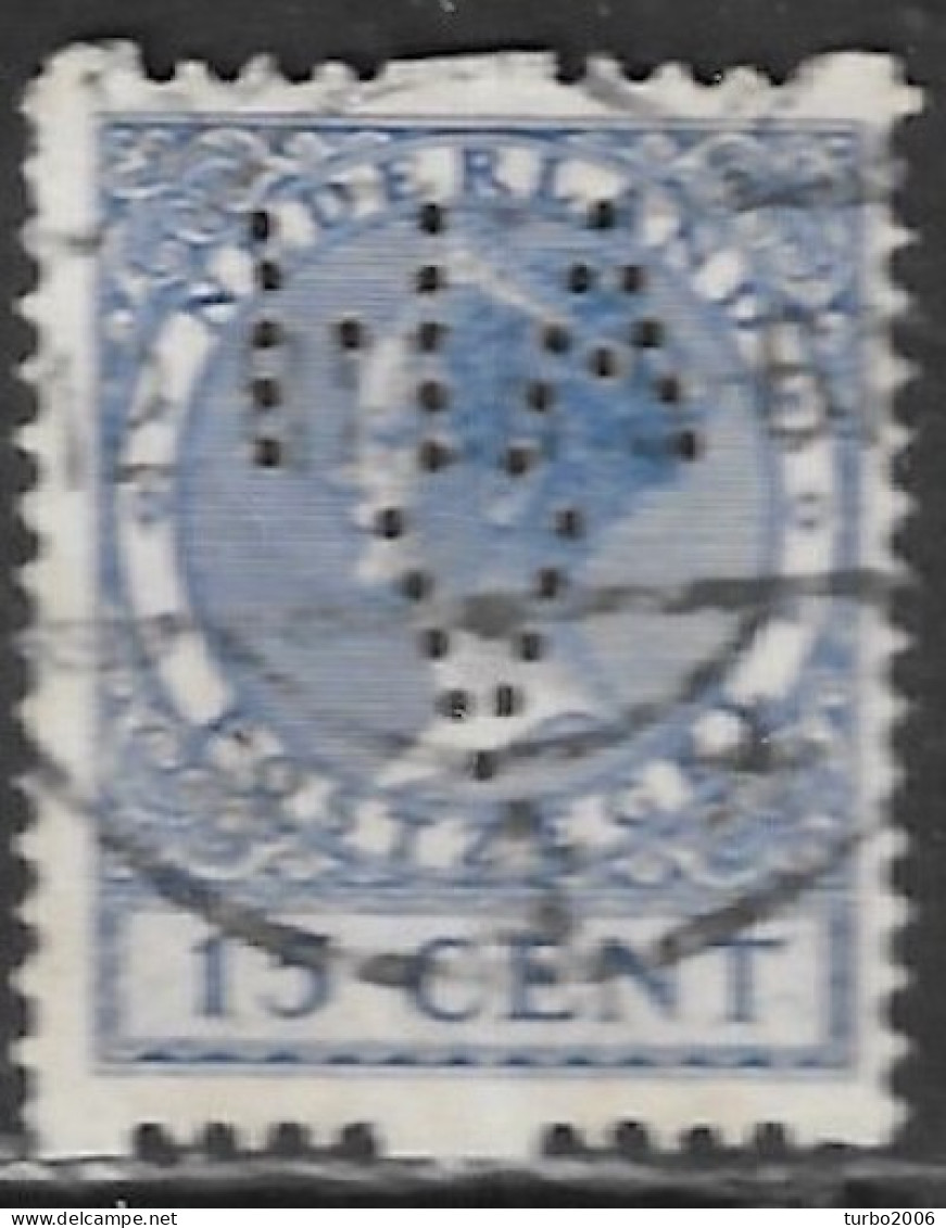 Perfin HA V (Holland-Amerika Verzekerings Mij Schiedam) In 1925 Type Veth 15 Cent Blauw Tweezijdige Roltanding NVPH R 12 - Perforés