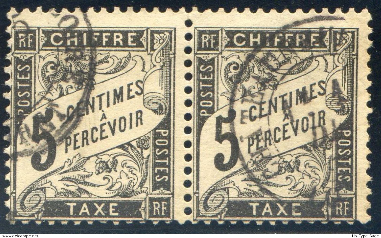 France, Taxe N°14 Paire, Oblitérée - (F2982) - 1859-1959 Oblitérés