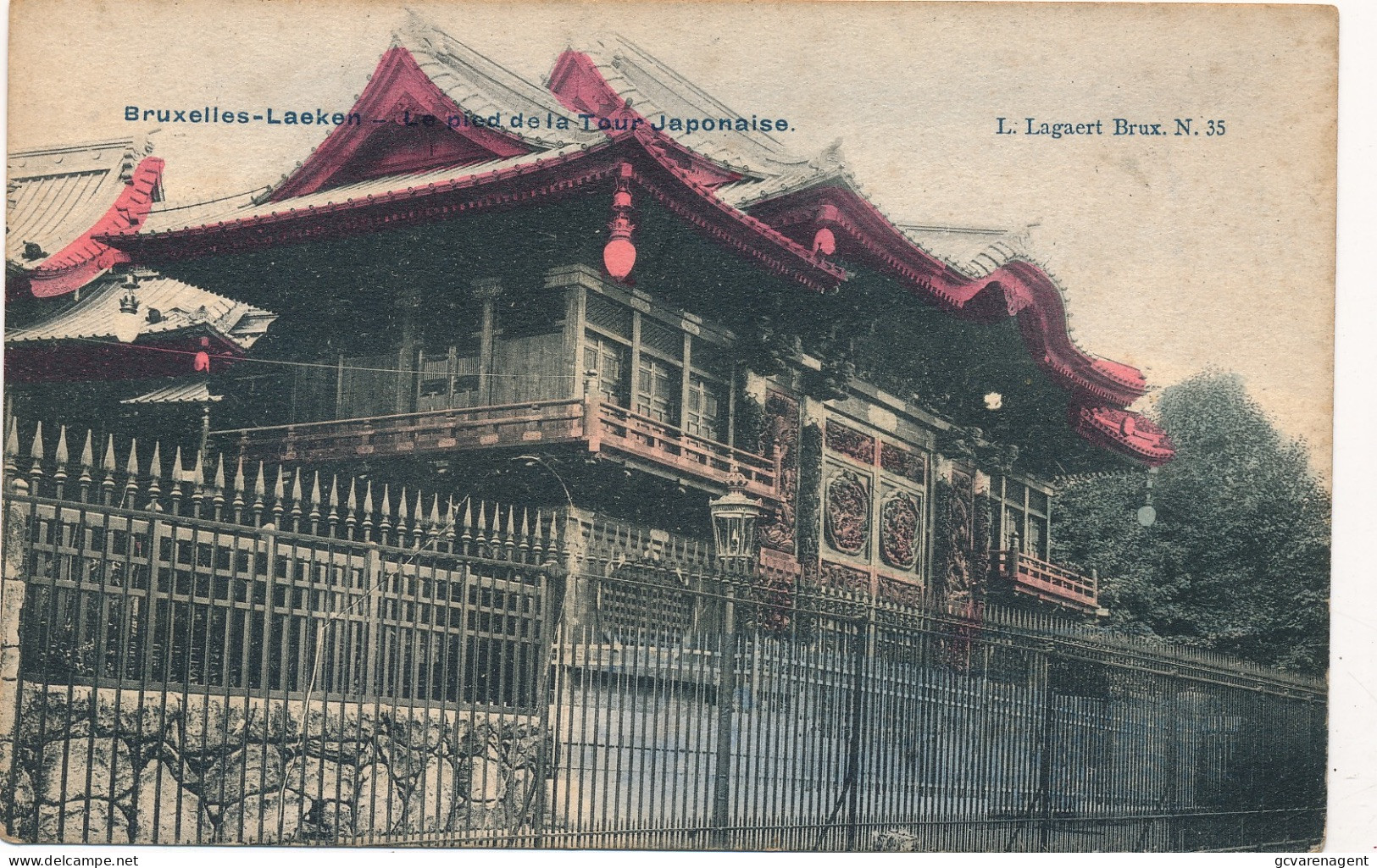 BRUXELLES LAEKEN  LE PIED DE LA TOUR JAPONAISE    2 SCANS - Laeken