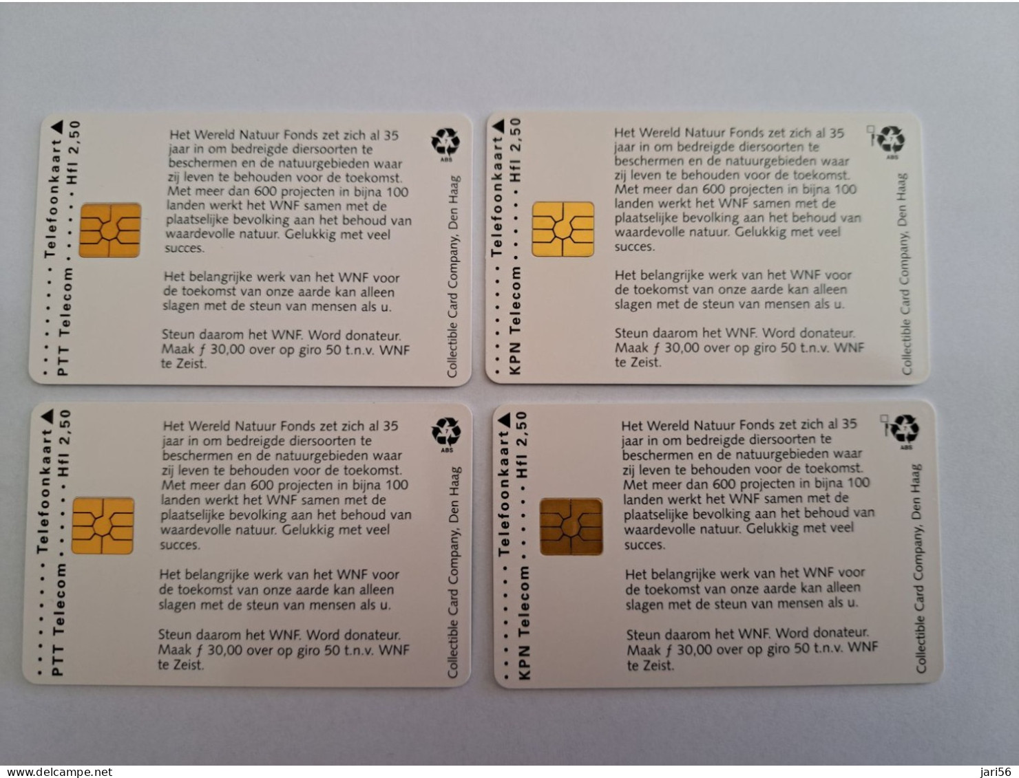 NETHERLANDS / WWF/WNF 4X CHIP ADVERTISING /DIFFICULT SERIE /  HFL 2,50 / CRD 531/01 T/M CRD 531.04  MINT !!  ** 13052** - Private