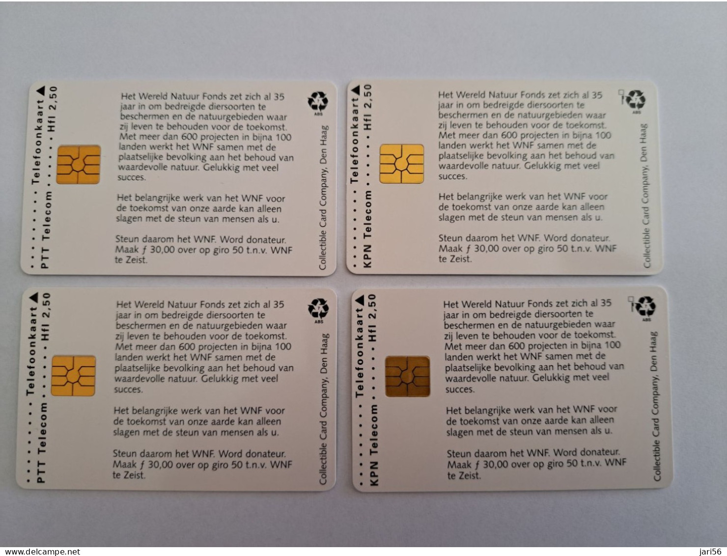 NETHERLANDS / WWF/WNF 4X CHIP ADVERTISING /DIFFICULT SERIE /  HFL 2,50 / CRD 531/01 T/M CRD 531.04  MINT !!  ** 13052** - Privé