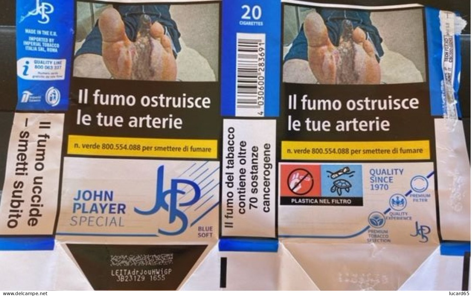 TABACCO - COLLECTORS -  JPS BLUE - JOHN PLAYER SPECIAL EMPTY SOFT PACK ITALY - - Boites à Tabac Vides