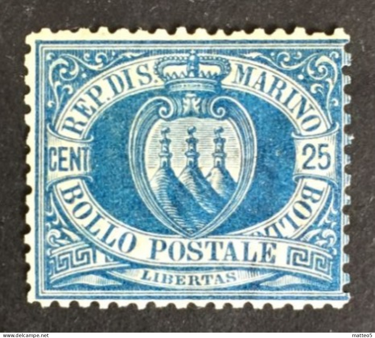 1884 - San Marino - Cent  25  - Stemma - Gebruikt