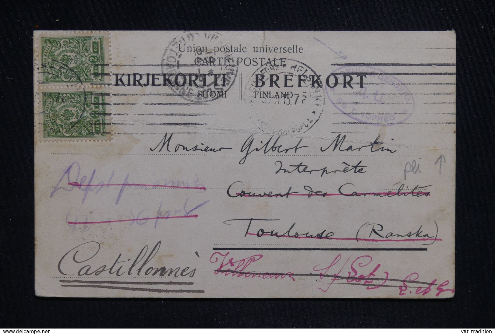 FINLANDE - Affranchissement De Helsinki Sur Carte Postale En 1915 Pour La France Avec Cachet De Censure - L 142958 - Lettres & Documents