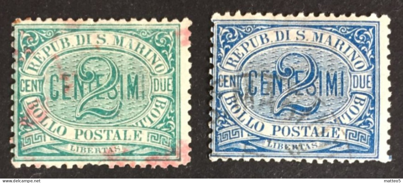 1877 - San Marino - Cent 2 + 2 - Used - Used Stamps