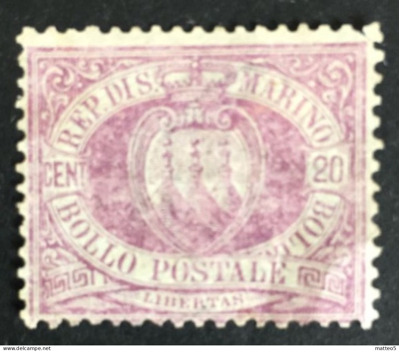 1884 - San Marino - Cent 20 - Stemma Used - Oblitérés