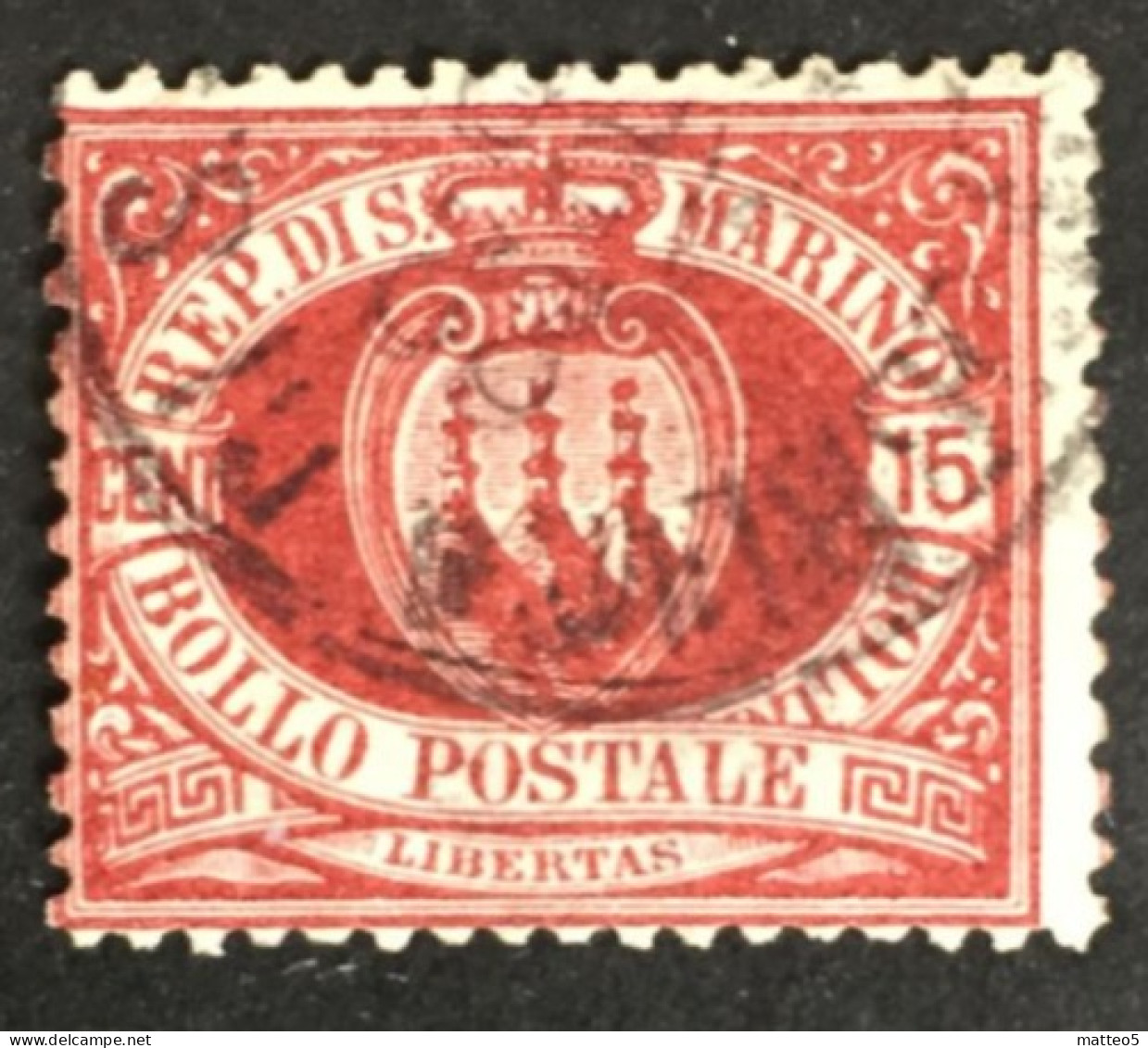 1882 -94 - San Marino - Cent 15 - Stemma Used - Gebraucht