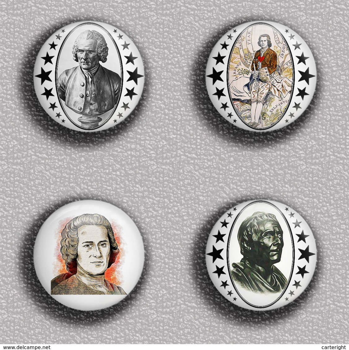 Writer Jean-Jacques Rousseau ART BADGE BUTTON PIN SET 1 (1inch/25mm Diameter) 35 DIFF - Personnes Célèbres