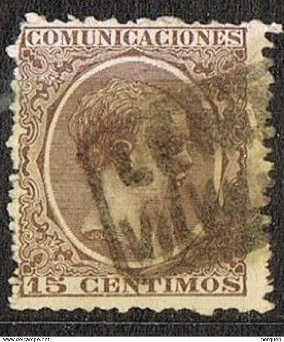 Sello 15 Cts Alfonso XIII Pelon, Carteria VILLANUEVA De La BARCA (Lerida) Tipo II, Edifil Num 219 º - Usados
