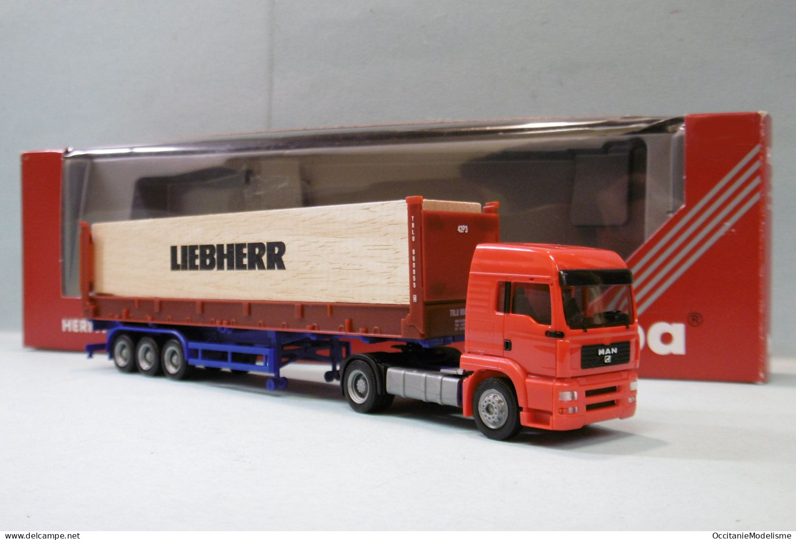 Herpa - Camion MAN TG A LX SZ Liebherr Semi-remorque Réf. 147521 BO HO 1/87 - Road Vehicles