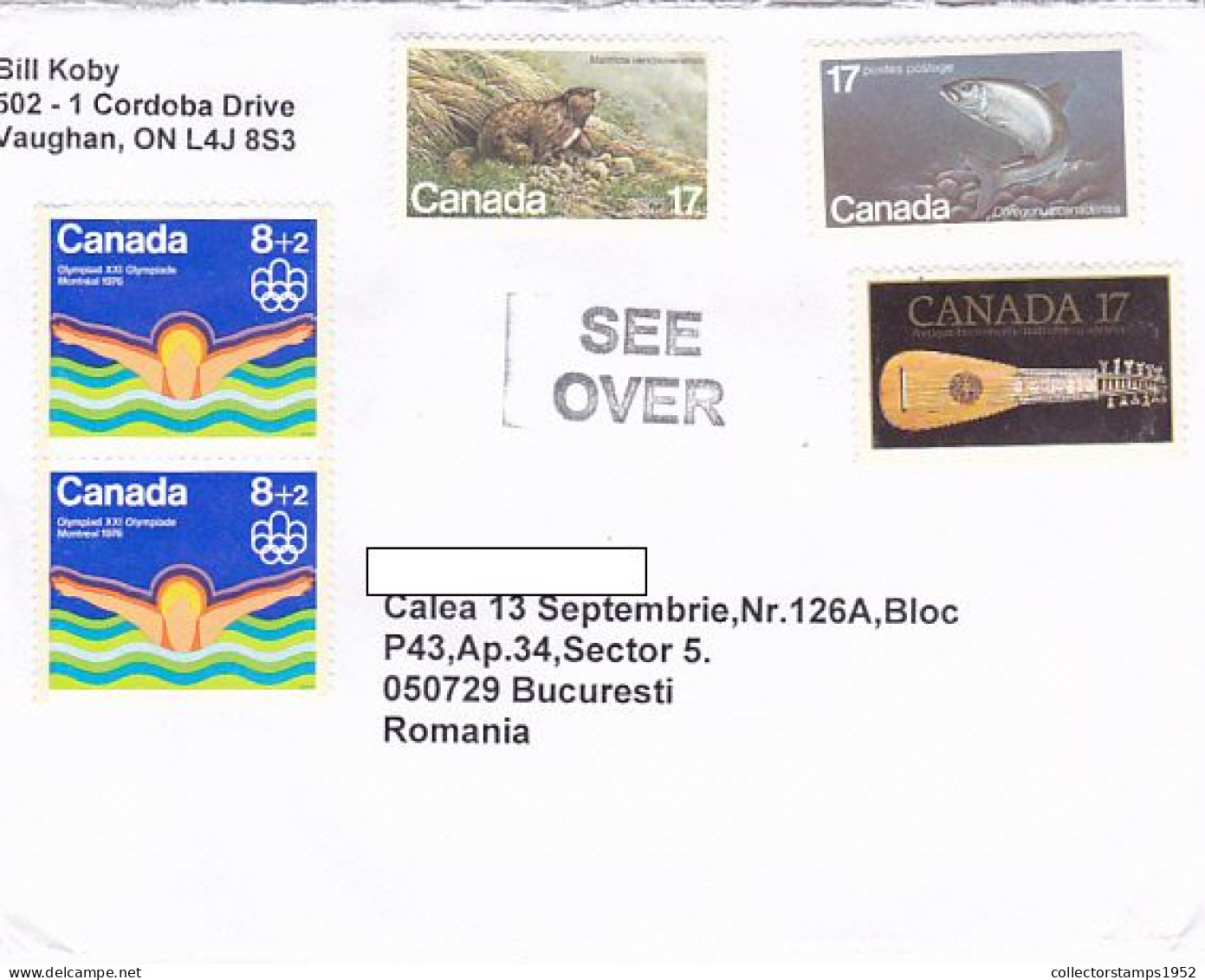 SWIMMING, MARMOT, FISH, MUSIC INSTRUMENTS, FLAGS, STAMPS ON COVER, 2022, CANADA - Lettres & Documents