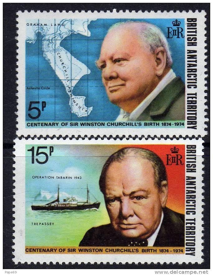 Antarctique Britanique N° 62 / 63 XX Centenaire De La Naissance  De Sir Winston Churchill La Paire Ss Ch., TB - Other & Unclassified