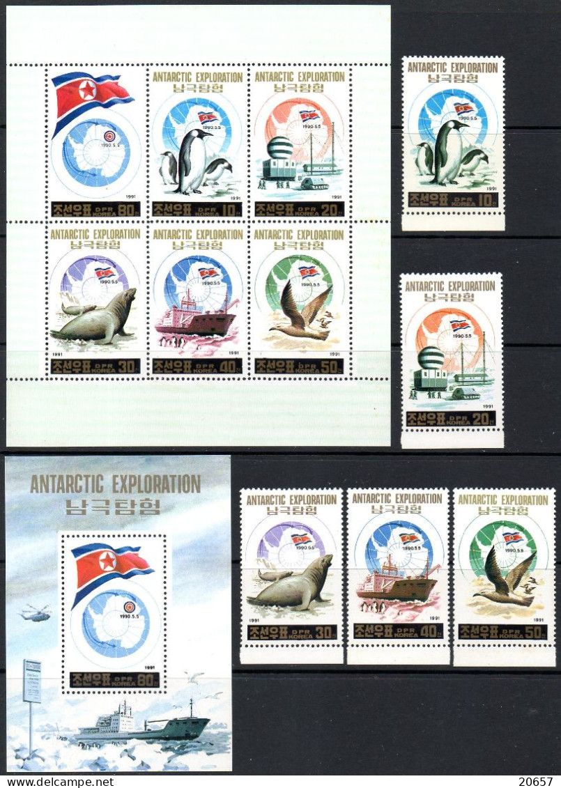 Corée Nord DPR Korea 2203/07, Feuillet Et Bf 80 Antarctique - Autres & Non Classés