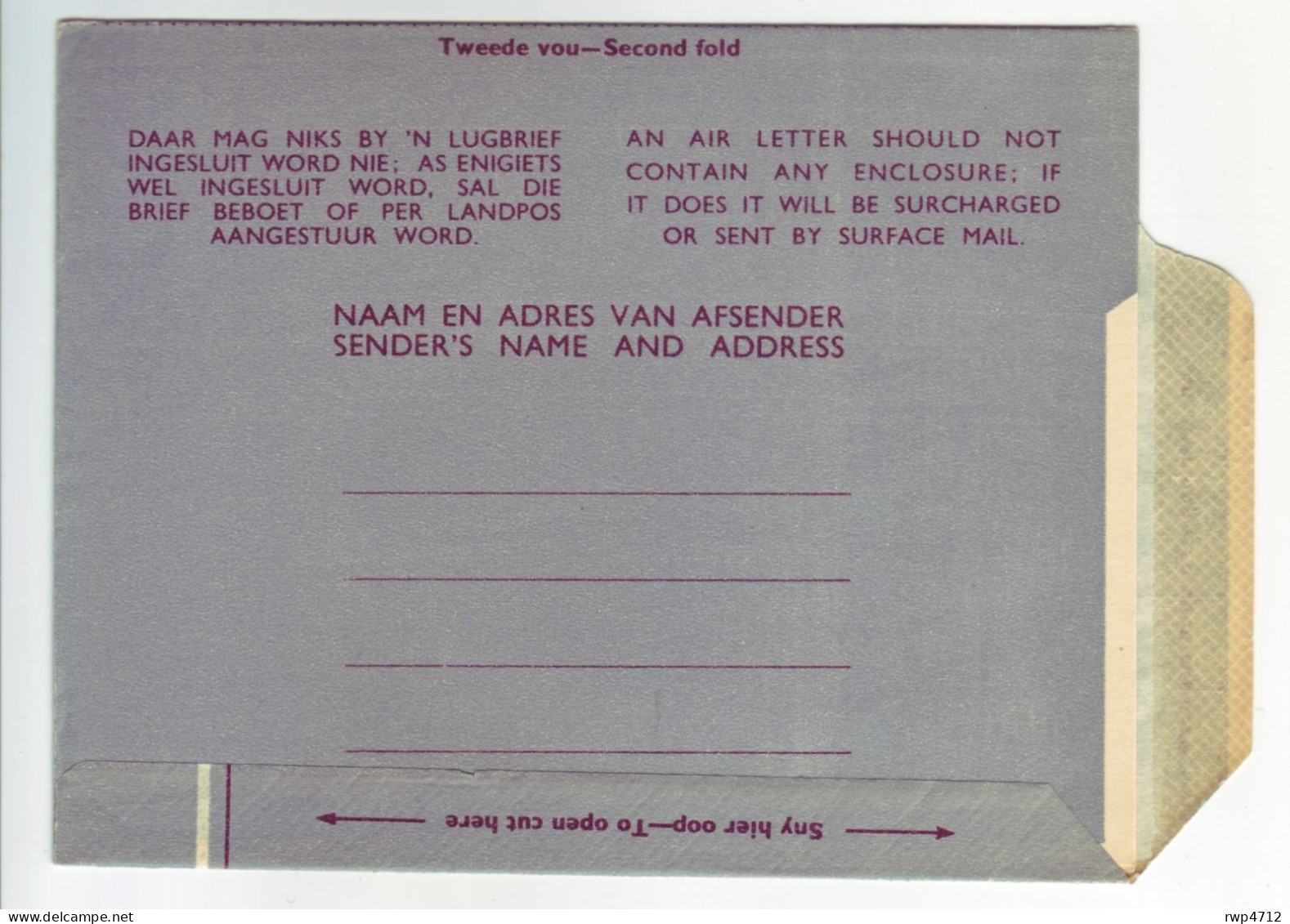 SOUTH AFRICA      Air Letter    Aerogramme  2 1/2c - Airmail